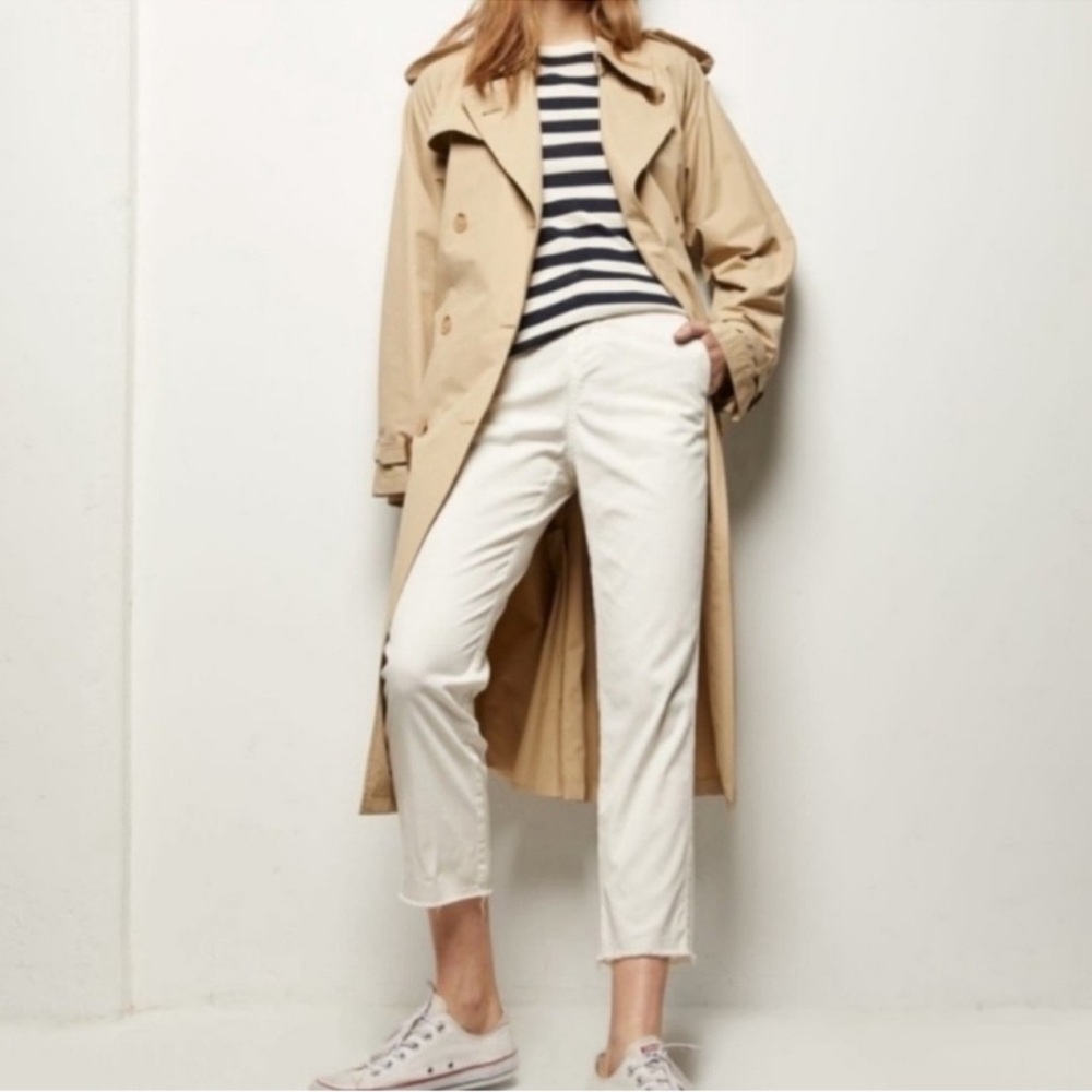 Nili Lotan White Montauk Pants Cropped Raw Hem Size 2